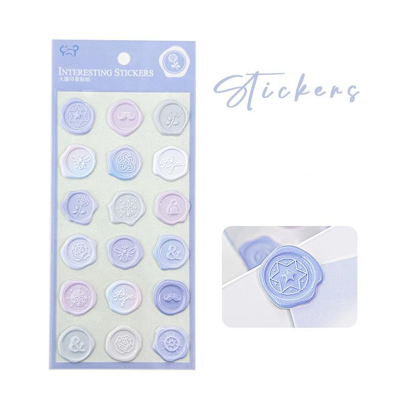 18pcs/20pcs Bag Wax Seals Stamp Sticker for Kid Vintage European Style Candy Color Sticker for Children DIY Decroative Scrapbook