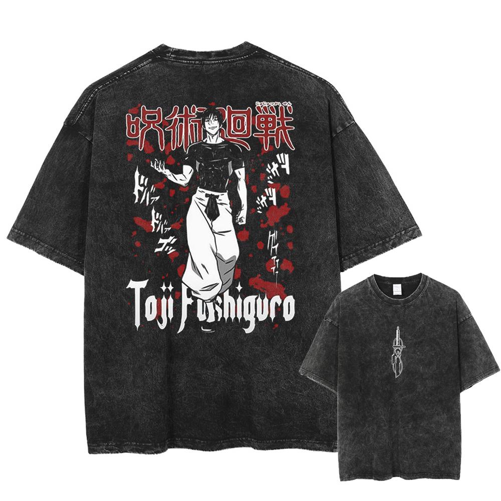 Anime Jujutsu Kaisen Fushiguro Toji Cool Print T Shirt Men Women Manga T-shirts Washed Cotton Tee Harajuku Oversized Tshirt