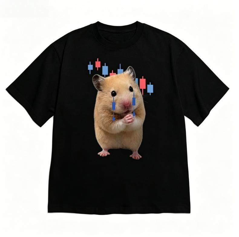 

Funny Hamster Tshirt Short Sleeve for WOMEN Unisex Retro Casual Versatile Cute Crew Neck Tee Korean Style Fashion Top Black S