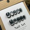 10Pcs Black Handmade Cat Eye Short Round Press On Nails Full Cover Artificial Fake Nail Tips For Wearable Manicure