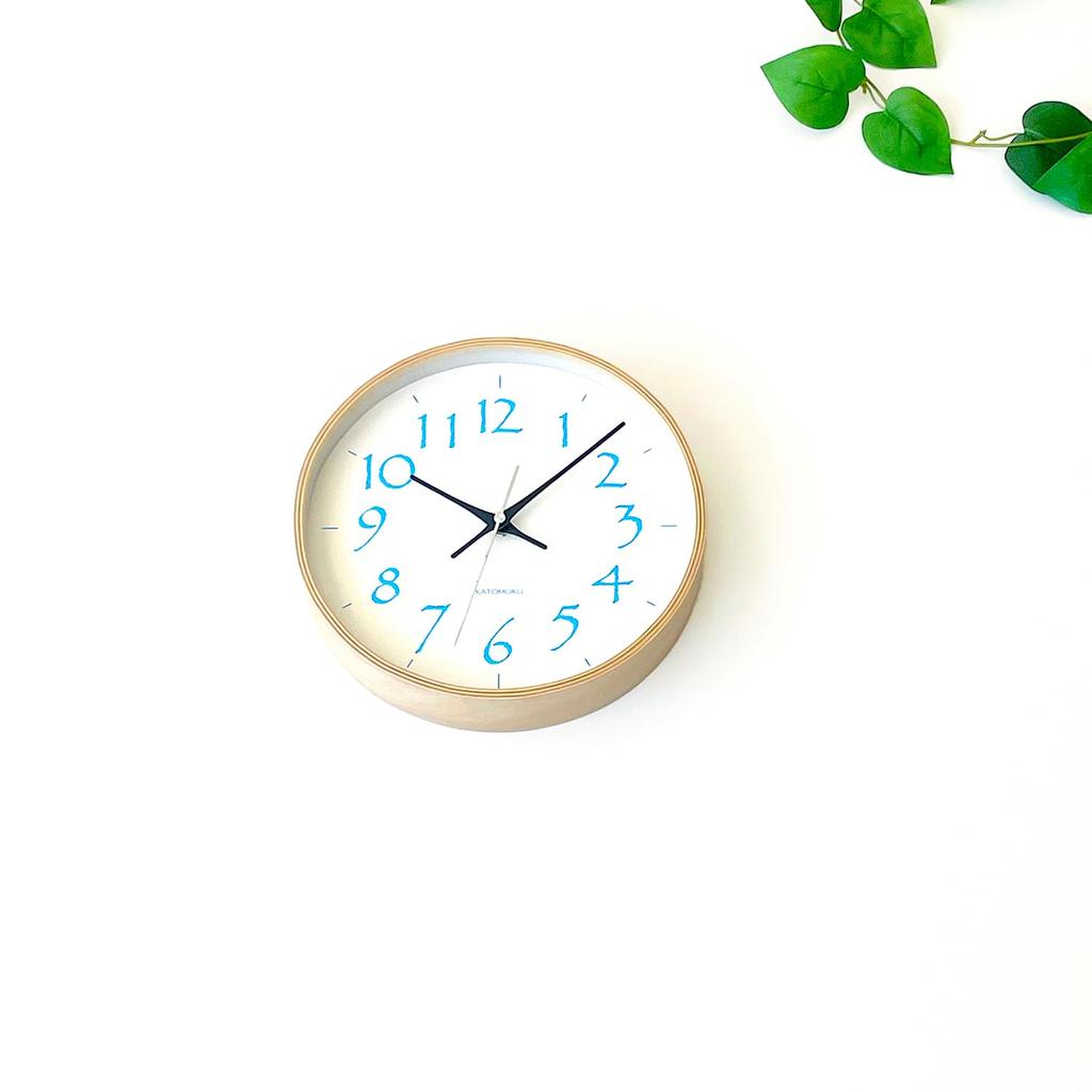 KATOMOKU Plywood Wall Clock 20 Light Blue Wall Clock Continuous Second Hand Radio km-119LBRCS 252mm (SKP Clock)