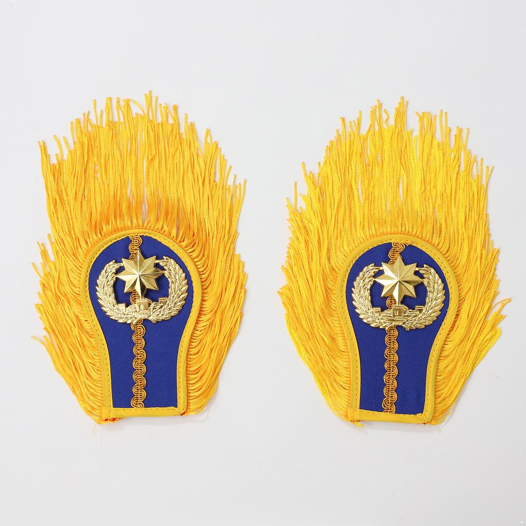 1 Pair Drum Horn Band Epaulets - Tassel Fringe Chain Shoulder Badge Applique for Uniform Costume & Performance