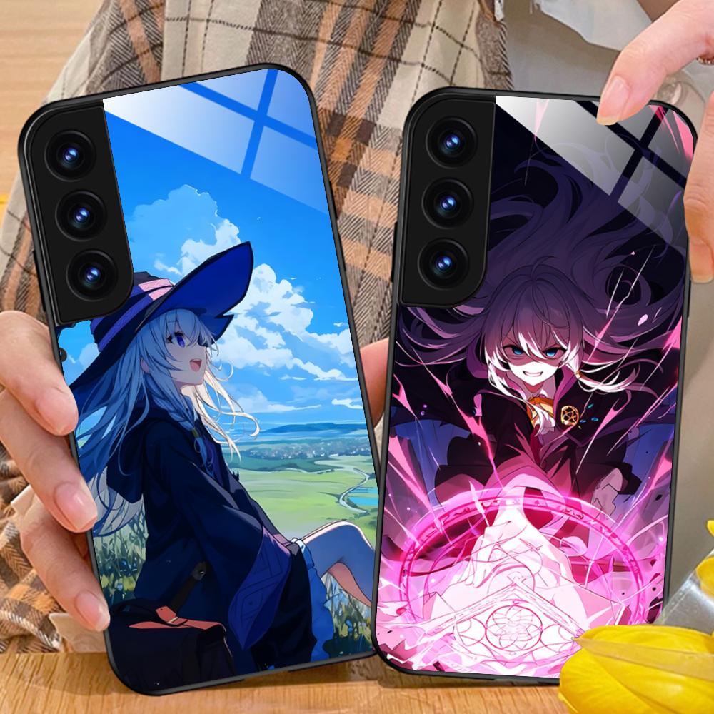 Wandering Witch Elaina Glass Mobile Phone Case for Samsung Galaxy S26 S25 S24 S23 S22 S21 S20 Note20 Plus FE Ultra Cover