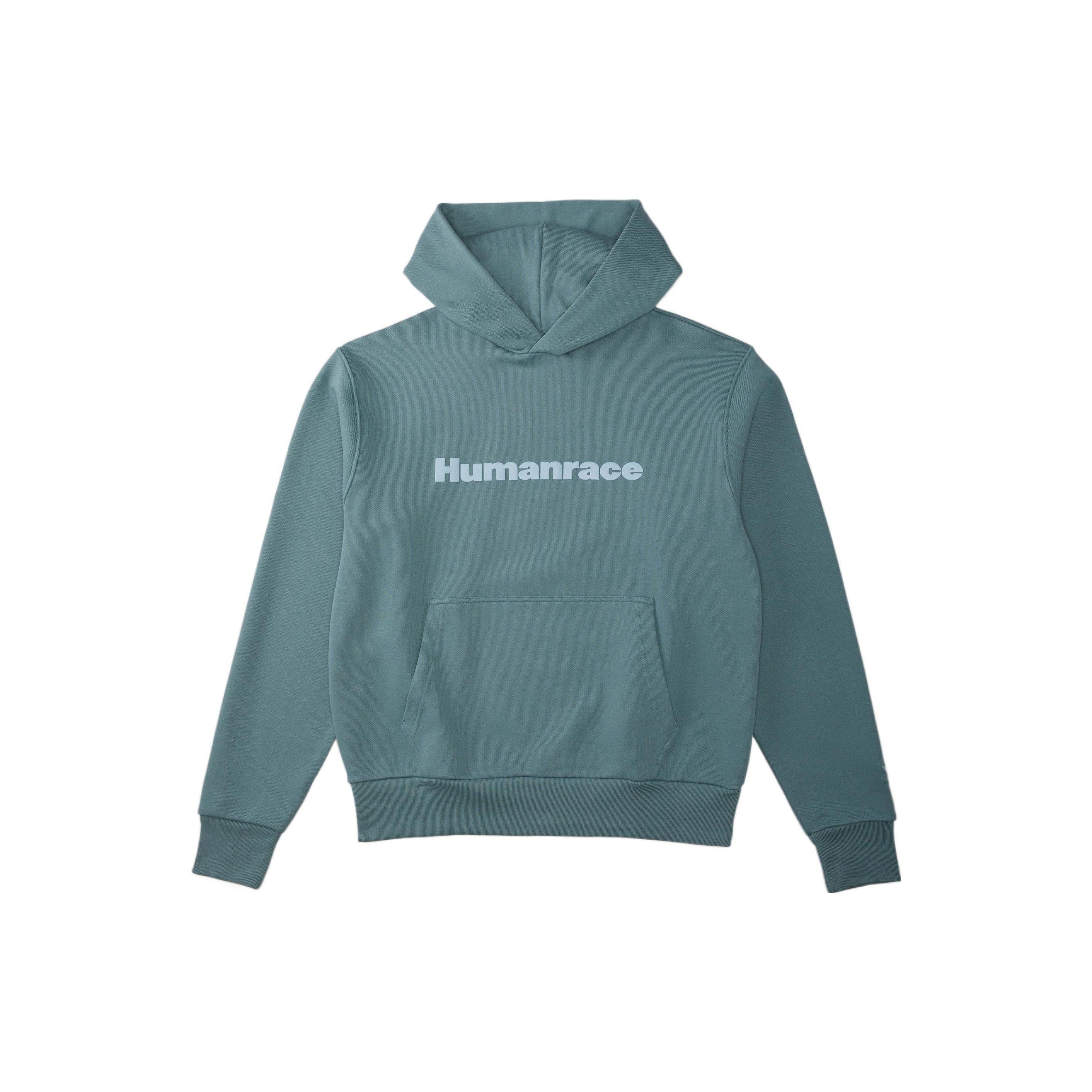 Adidas X Pharrell Williams Humanrace Basic Hoodie Unisex Soft Cotton French Terry Streetwear Hooded Sweatshirt Hazy Emerald Blue HI2959 XS