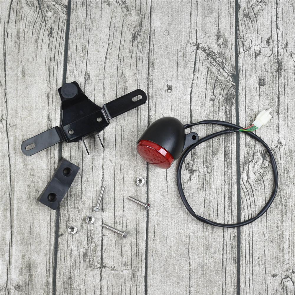 Retro Motorcycle LED Tail Light Aluminum Alloy Brake Lamp Modified Super Bright Rear Light with License Plate Lights EU
