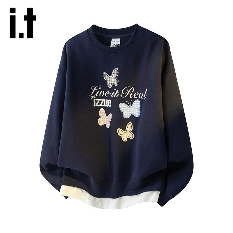 izzue it Женская толстовка с круглым вырезом, пэчворк, вышитая S