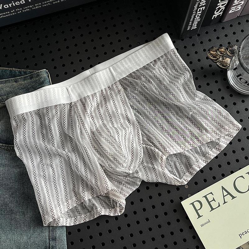 

Мужское боксерское нижнее белье из ледяного шелка, мужские шорты со средней посадкой, антибактериальные, больших размеров, мужские трусы, бесшовные шорты-маска XXXL