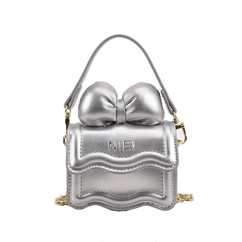 2024 Embossed Bow Mini Crossbody: Sweet Chain Bag for Girls