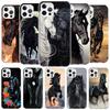 Animal Black Horse Cover Phone Case For iPhone 16 17 Air 15 14 Pro Max 16E Phone Case 13 Mini 12 11 7 SE 8 Print Pattern Fit Cas