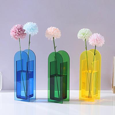 Nordischer Stil Helle Farbe Blumenvase Transluzente Acrylvase Blumengefäß Heimdekoration