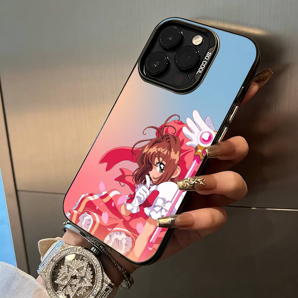 Anime cards-girl-sakura Phone Case For iPhone 17,16,15,14,13,12,11 Plus Pro Max Colored Silver Phone Case