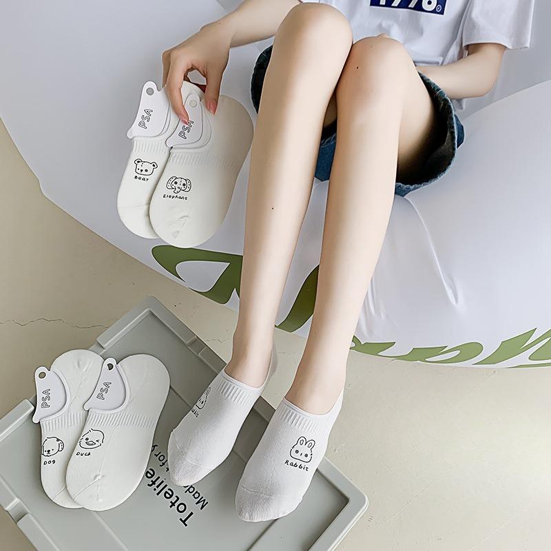 Summer Thin, Shallow-mouthed, Invisible, Non-slip and Cartoon-style Short Socks, Versatile Cotton Socks for Women