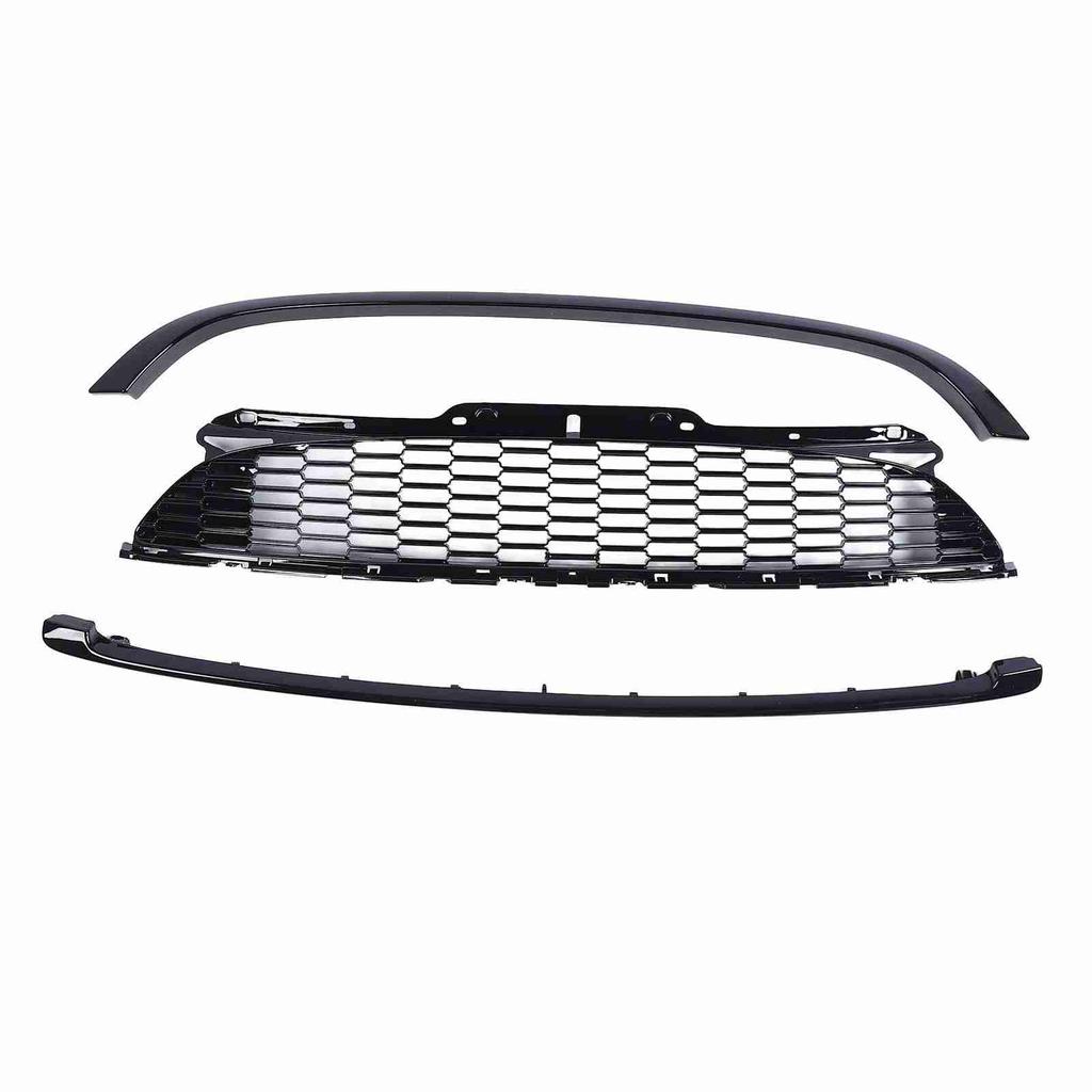 3Pcs Set Glossy Black Front Hood Molding Grille Surround Cover Trim Kits for R55 R56 R57 R58 R59 S JCW