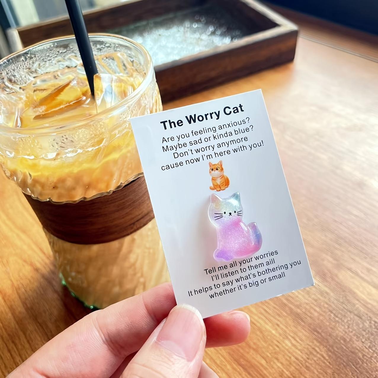 Pocket Hug Card with Glittery Cartoon Cat - Iridescent Emotional Support Companion for Anyone | Inspirational & Uplifting Gift