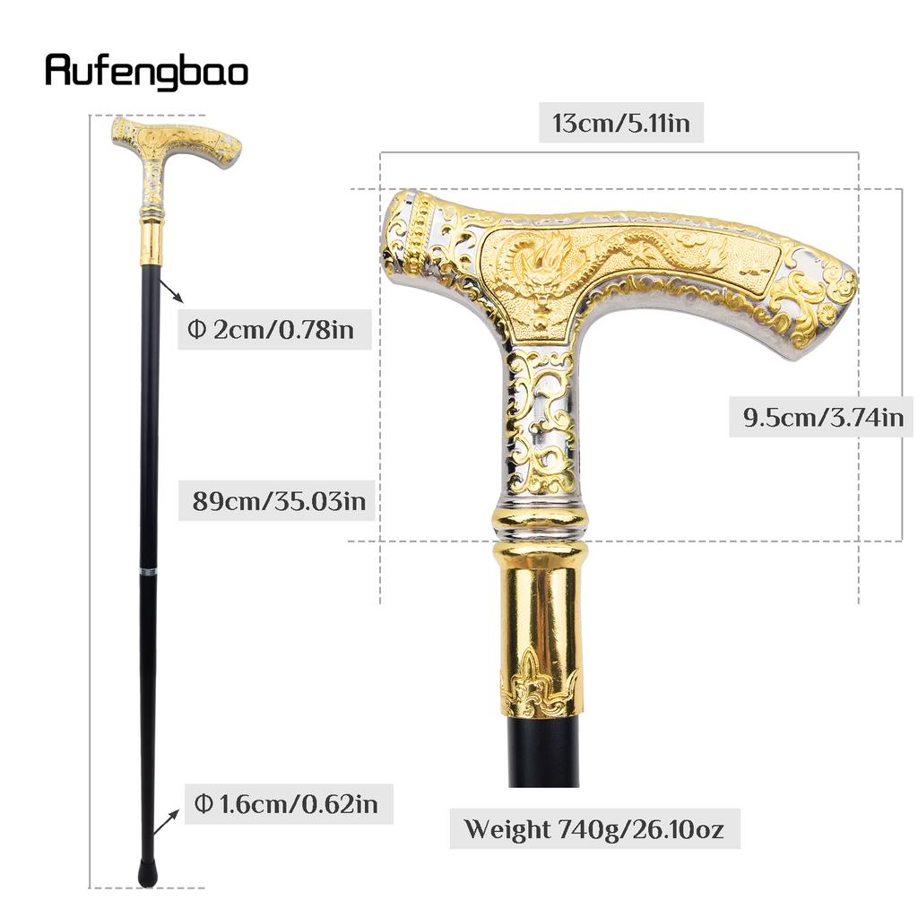 Golden White Dragon Luxury Pattern Walking Stick Party Fashion Elegant Walking Stick Decorative Cospaly Cane Knob Crosier 89cm