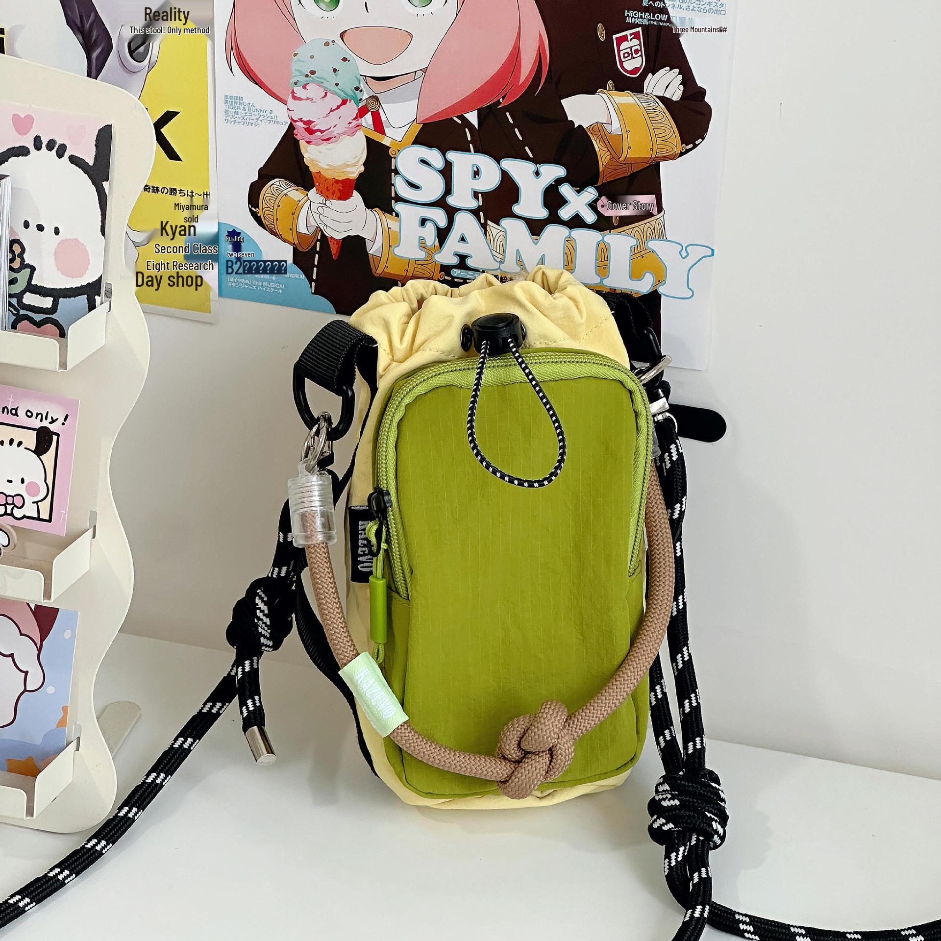 

Цветной блок Сумка-кроссбоди на шнурке для телефона - Спортивная и прогулочная мини-сумка через плечо зелёный