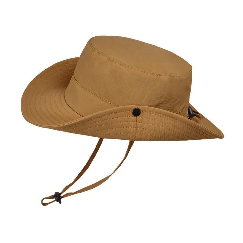 

9255 Summer Outdoor Hiking Sun Hat Men Big Brim Fishing Sun Hat Waterproof Quick-Drying Bucket Hat New Arrival Caramel