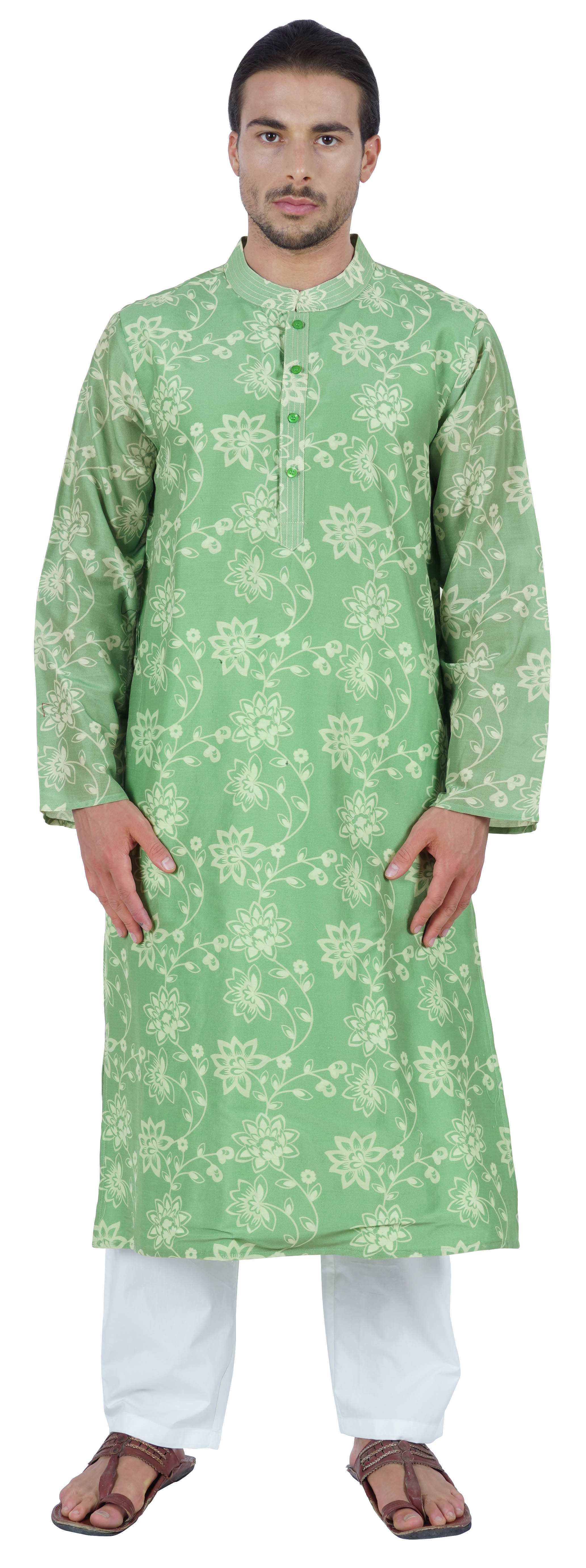 

Atasi Традиційна курта з довгим рукавом для чоловіків з мандариновим коміром XXL м ята зелений колір