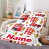 Custom Name fire truck Theme Printed Blanket - Perfect for Couch, Bed, Travel & Outdoor Use | Machine Washable, Cozy & Durable.