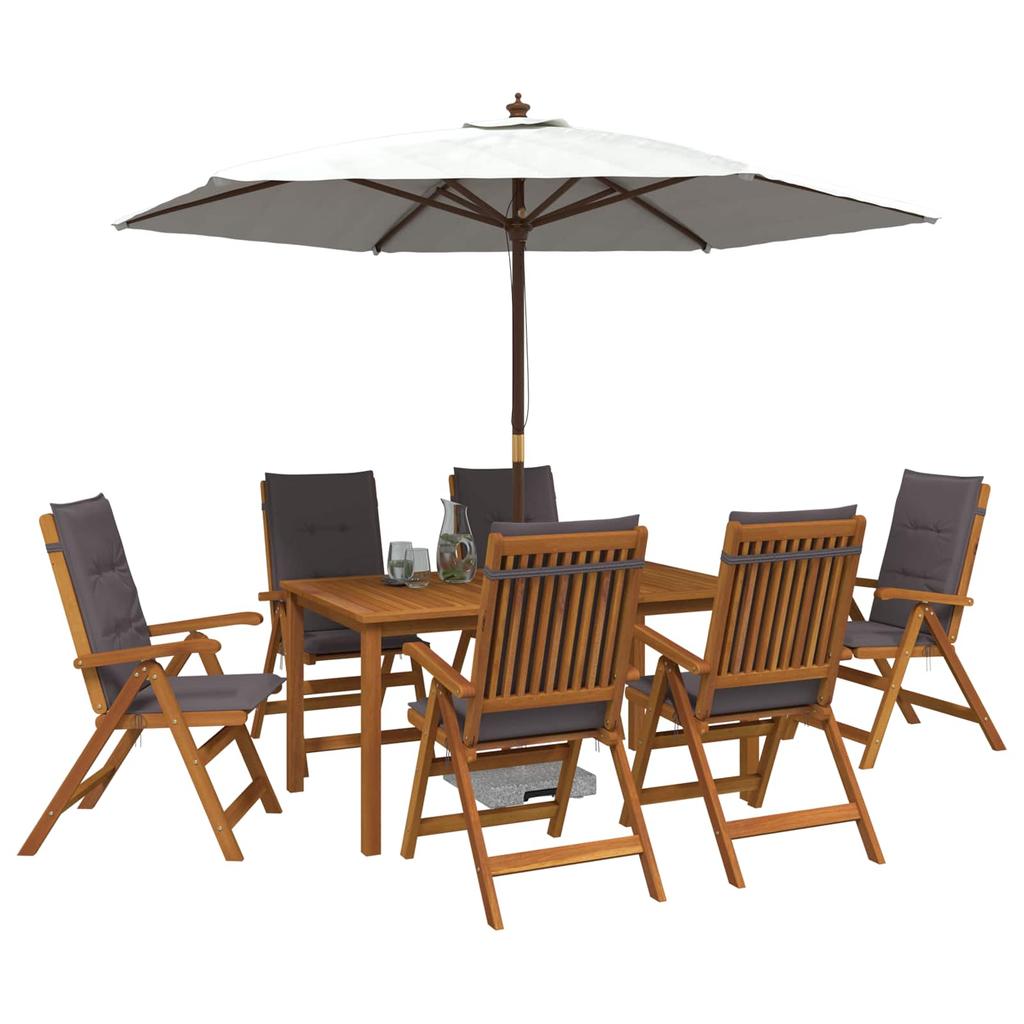 Garden Dining Set 6 Seater Natural Solid Acacia Wood