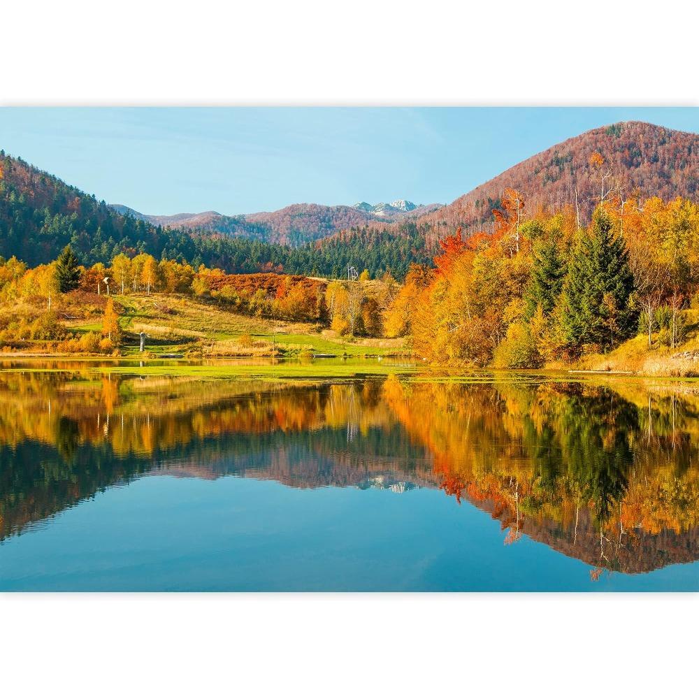 Autumn Lake Landscape Wall Mural Mountains Water Nature Scenic Wallpaper for Home Decor