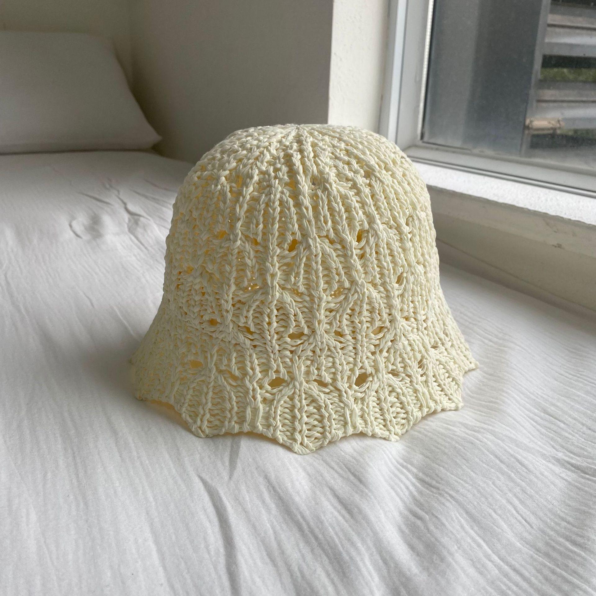 

Fisherman Straw Hollow Hat For Women Sun Protection Irregular Lace Fisherman Hat вершковий