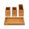 Bamboo Bathroom Organizer Set 4-Piece with Removable Boxes Stylish Cosmetic and Toiletry Storage Solution Eco-Friendly Design