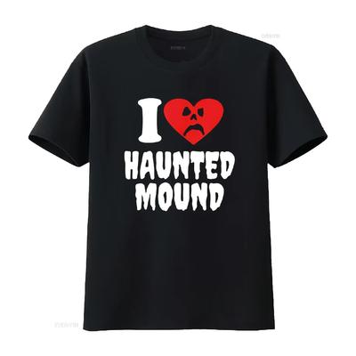 I Love Haunted Mound T Shirt Vintage Washed Top For Everyday Wear Unisex Comfortable Breathable Designer Clothes Versatile