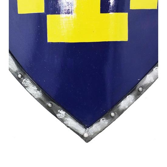 60.96 Cm Medieval Battle Warrior Yellow and Blue Shield 20 Gauge Steel Knight Templar Shield Replica for Home Decor Gift Purpose
