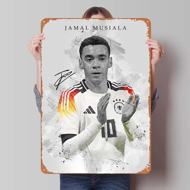 Jamal Musiala Metal Sign Sports Poster Vintage Tinplate Sign Plaque for Wall Art Decoration Gamer Room Decoration Man Retro Home