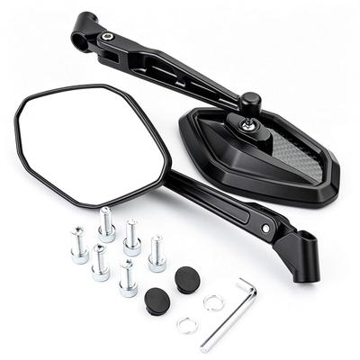 JASIDA Motorcycle Mirrors, Left and Right Set, Aluminum Alloy, CNC One-Piece Molding, Wide-Angle Slightly Curved Mirror Surface, Vibration Resistant,