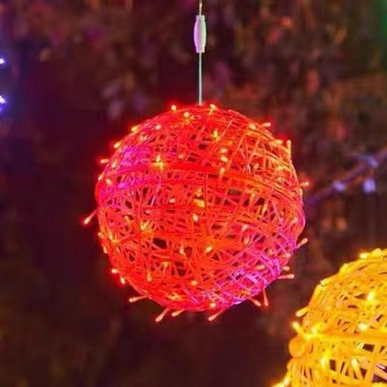 Outdoor LED Rattan Ball String Lights for Festivals and Landscape Decor