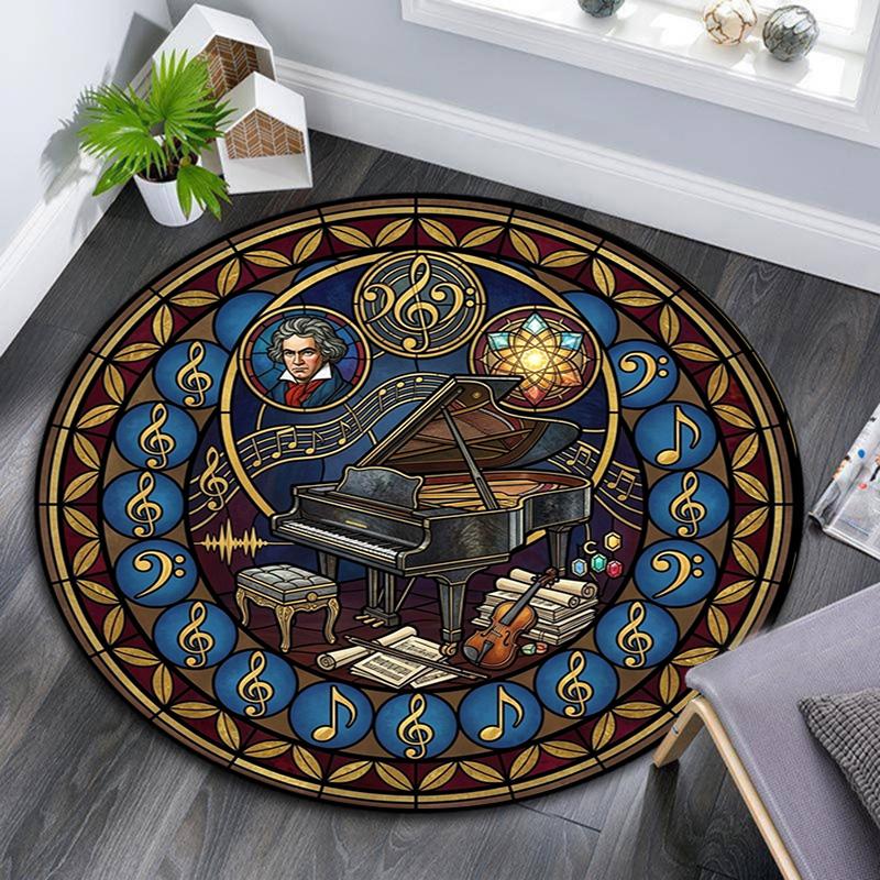 Harmonious Musical Harmony Round Area Rug Under Office Chairs Bedroom Living Room Home Decor
