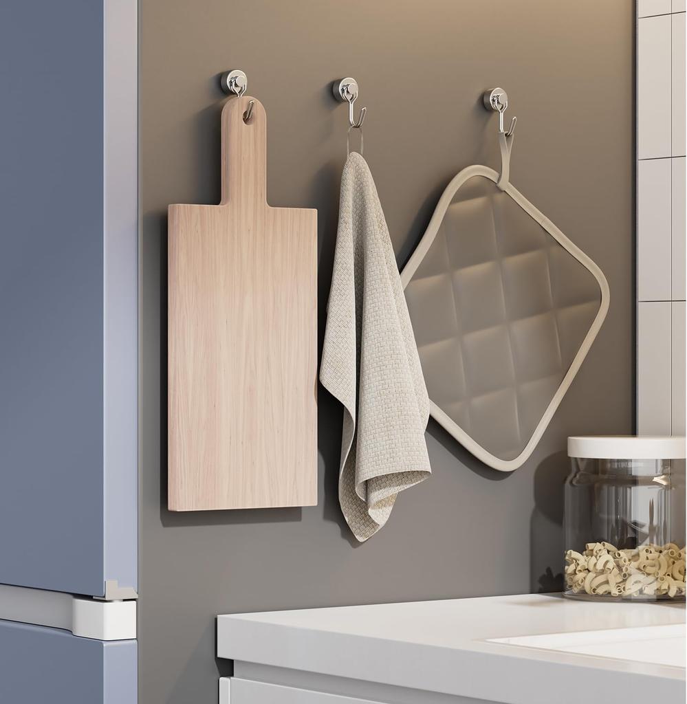 Homion of Stainless Steel Magnetic Hooks with Magnetic 20mm 10kg Vertical Load for Key Wall Small [Set 4] Small, Rust-Resistant Attachments, Diameter,
