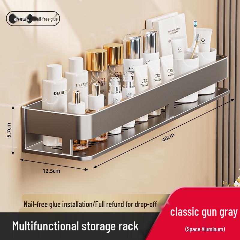 Hålfritt väggmonterat badrumshylla & kosmetikorganisatör