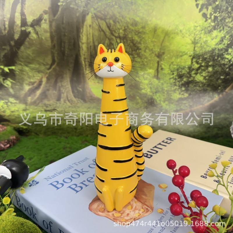 Handcrafted Resin Cat Vase Desk Decor Whimsical Animal-Shaped Flower Holder In Nordic Style