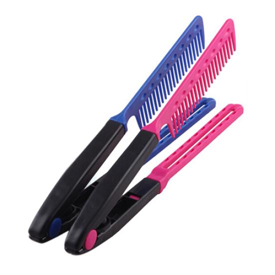 Fashion Beauty V Type Hair Straightener Comb DIY Salon Hairdressing Styling Tool