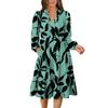 Women's V-Neck Flowing Layered Bohemian Long Sleeve Floral Print Dress