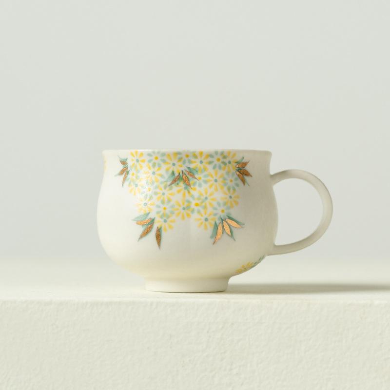 Ручная роспись ромашки, китайская глазурованная каменная чашка с ручкой, набор для чайной церемонии Кунг-фу, фарфоровая чашка класса люкс 130ml