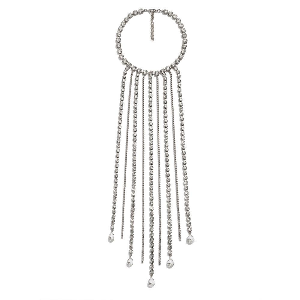 

Ожерелье «Пламя» Дизайн с маленькой каплей Продвинутая простая цепочка с бриллиантами Европейская и американская поп-музыка Adopy серебряный