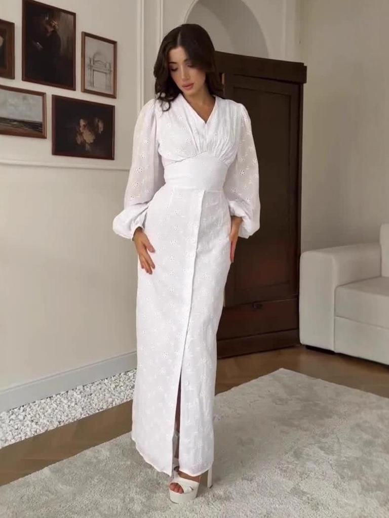 2025 European & American Elegant Women's Long Sleeve Summer Dress with Casual Long Skirt