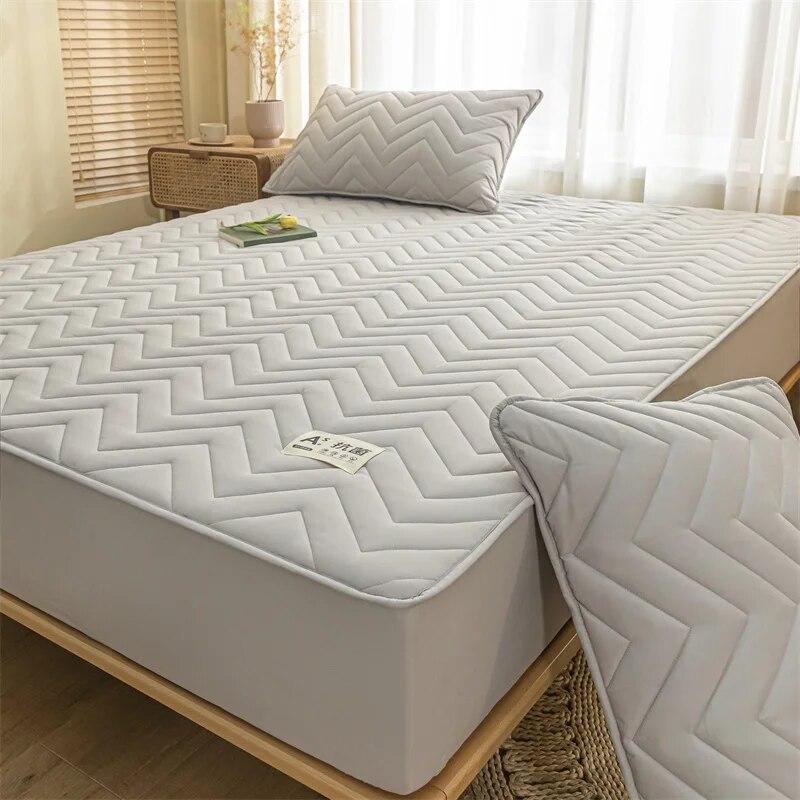 Thicken Mattress Cover Cotton Quilted Bed Cover Anti-bacterial Mattress Protector Topper Pad Soft Fitted Sheets Thick Bed Linens