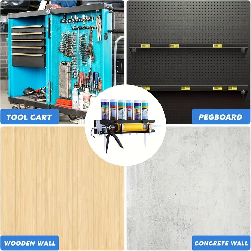 1Pc Heavy-Duty Metal Caulking Gun And Tube Organizer - Wall-Mounted Grooved Rack, Holds 6 Tubes And Nozzles, Space-Saving For Garage, Workshop, Store