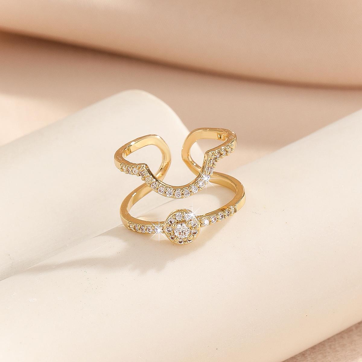 

High-end Light Luxury Style Nail Art Wearable Nail 18k Gold-plated Geometric Zircon Creative Design Personality Accessories