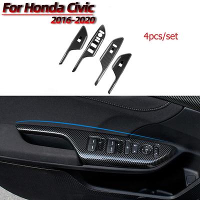 For Honda Civic 10th Car Interior Window Armrest Lift Down Button Decoration Cover Door Lock Decorative Panel Car