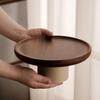 Round Wood Cake Stand Vintage High Feet Fruit Plate Tall Footed Display Stand  Kitchen Accessories