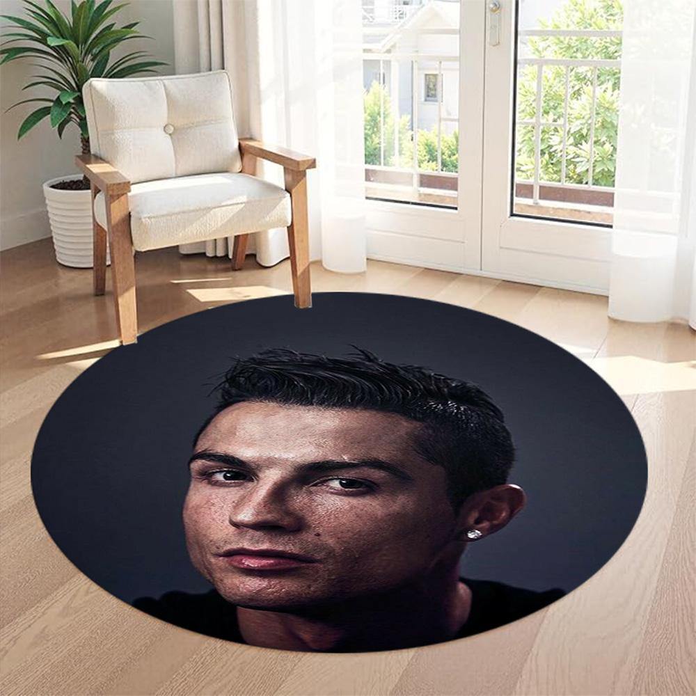 Cristiano Ronaldo Round Area Rug Perfect for Outdoor Dining Room Kitchen Bedrooms Antislip Round Carpet Anime Office Decor Perfect Gift for Women Men