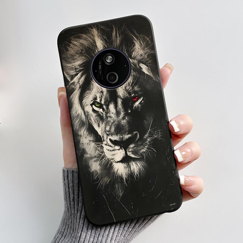 Phone Case For Nokia 125 HMD 110 4G 2024 Casing Luxury Cute Love Rabbit Funny Cartoon Black Matte Soft Silicone Shockproof Cover