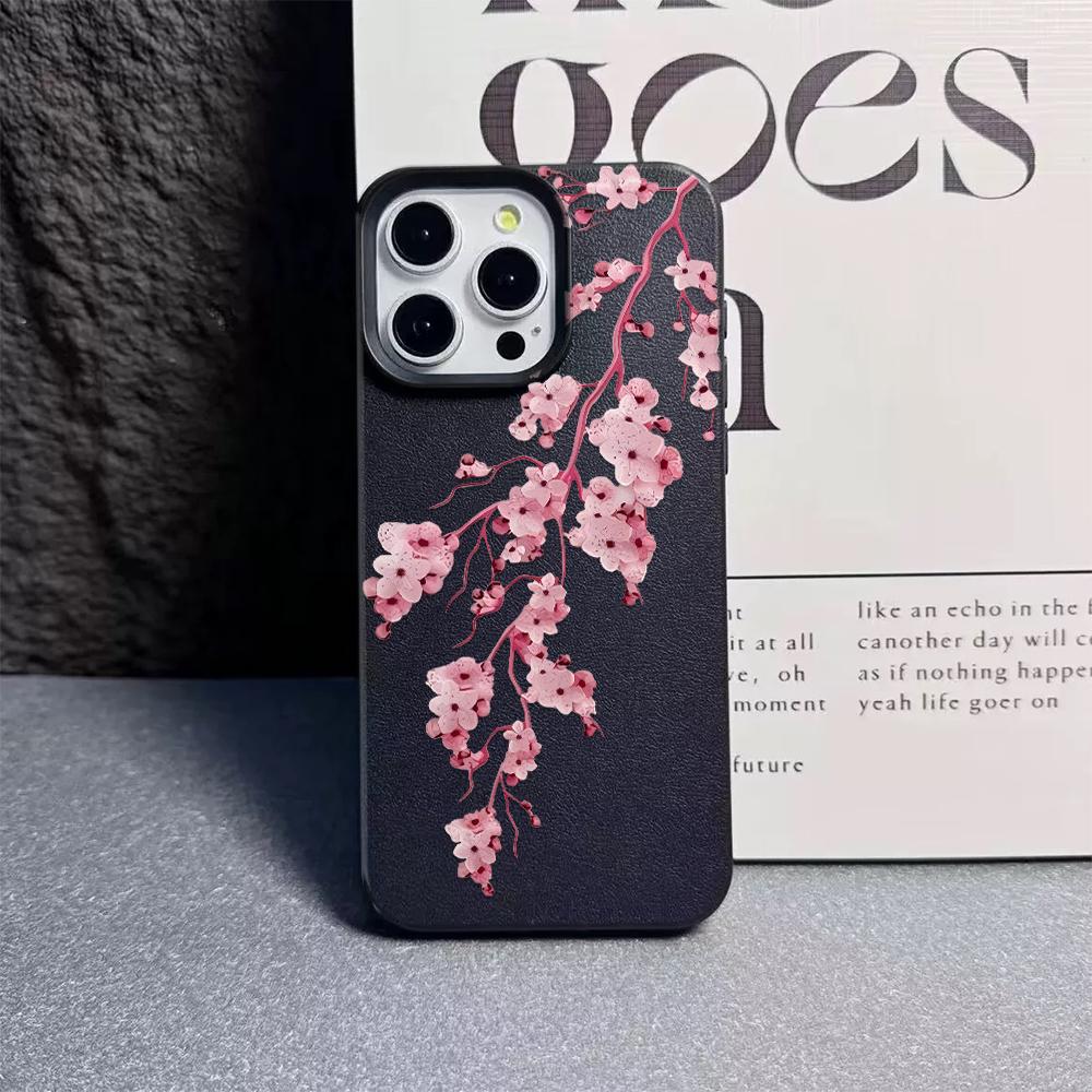 Rosa Pfirsichblüten Silikon Handyhülle für iPhone 17 Pro Max Hülle iPhone 16 15 14 13 12 11 17E Pro Max Gummi Schutzhülle