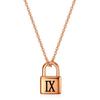 12MM Padlock Laser-Engraved Roman Numerals Stainless Steel Necklace